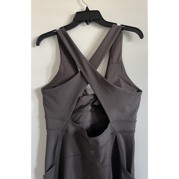 Fabletics Size XL Oasis Rib Twist Front 7/8 Jumpsuit In Taupe Slate - Picture 6 of 15